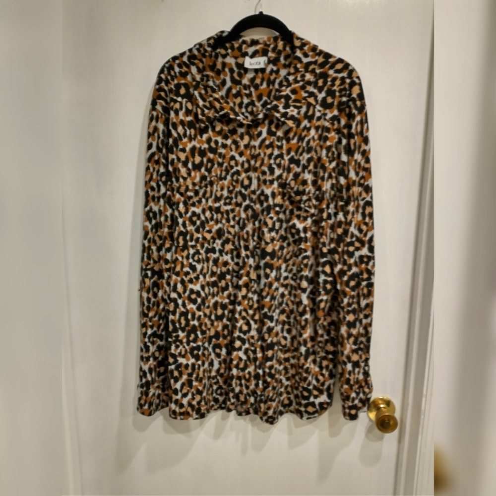 Leota Jada Blouse in ginger root brown, leopard print, 2X
